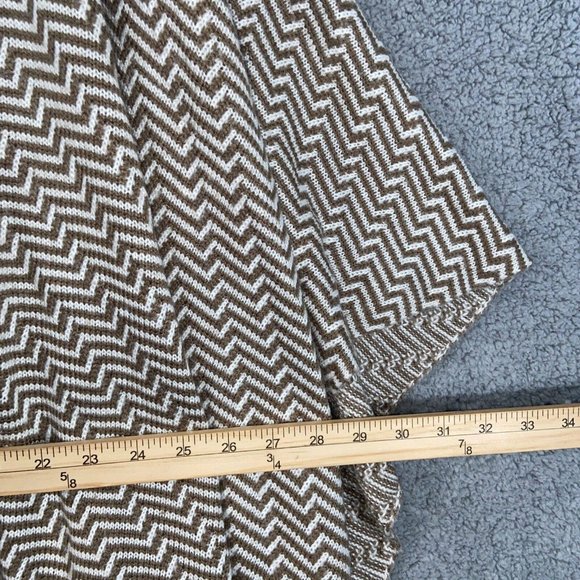 Chico's Shawl Womens Brown White One Size Knit Zigzag Kimono Sleeves Open Front - Picture 7 of 10